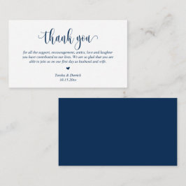 Cartão De Informações Casamento Obrigado, Script Moderno, Marinho azul