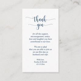 Cartão De Informações Casamento Obrigado, Script Moderno, Marinho azul