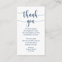 Cartão De Informações Casamento Obrigado, Script Moderno, Marinho azul