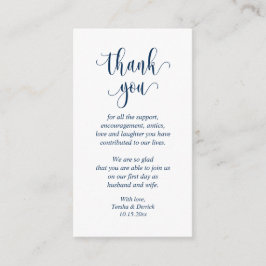 Cartão De Informações Casamento Obrigado, Script Moderno, Marinho azul