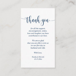 Cartão De Informações Casamento Obrigado, Script Moderno, Marinho azul