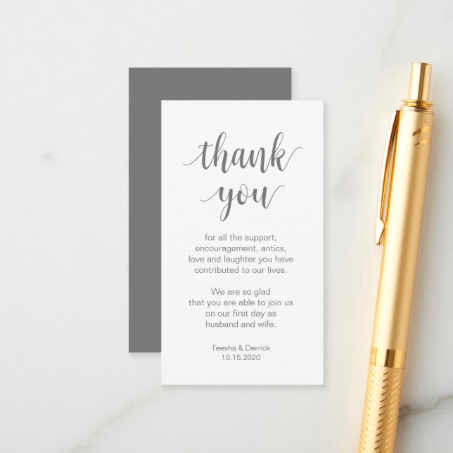 Cartão De Informações Casamento Obrigado, Script Simples Moderno (Frente/Verso In Situ)