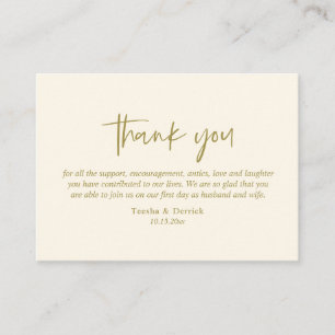 Cartão De Informações Casamento Obrigado, Script Simples Moderno Dourado