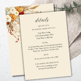 Cartão De Informações Casamento outono Terracotta Rust Boho Personalizáv