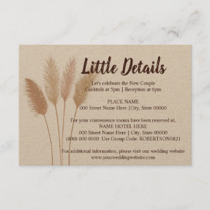 Cartão De Informações Casamento Pequenos Detalhes Pampas Grass