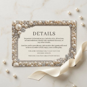 Cartão De Informações Casamento Pérolas Elegantes