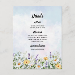 Cartão De Informações Casamento Personalizado Aquarela Flor de Campo Boh