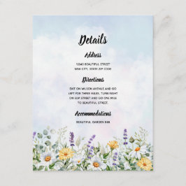 Cartão De Informações Casamento Personalizado Aquarela Flor de Campo Boh