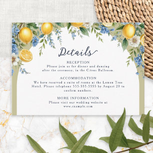 Cartão De Informações Casamento Personalizado Arco de Limão Amalfi Medit