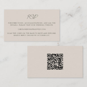 Cartão De Informações Casamento Personalizado Código QR Script Elegante