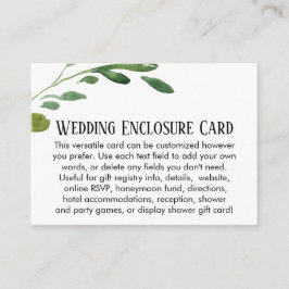 Cartão De Informações Casamento Personalizado de Verde com Cor de Água S