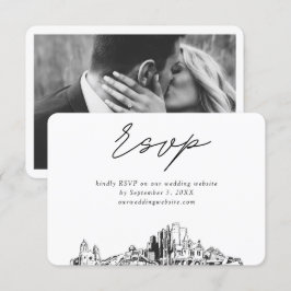 Cartão De Informações Casamento Phoenix Minimalista Esboço RSVP