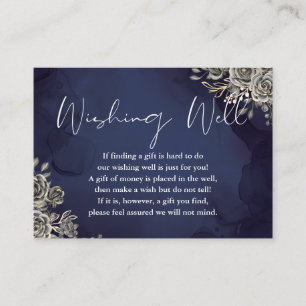 Cartão De Informações Casamento Poço de Desejos Floral Gótico Azul Meia-