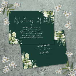 Cartão De Informações Casamento Poço de Desejos Floral Verde Esmeralda
