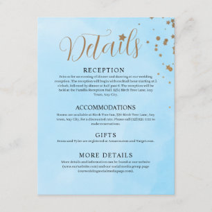 Cartão De Informações Casamento por Aquarela de Nuvens Azuis Pastel
