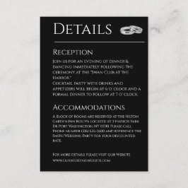 Cartão De Informações Casamento Preto e Branco-