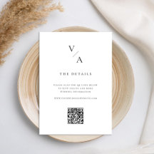 Casamento Preto e Branco de Monograma Moderno Eleg