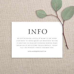 Cartão De Informações Casamento Preto e Branco do Tipo Minimalista Chic 