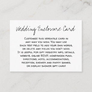 Cartão De Informações Casamento Preto e Branco personalizado, casual
