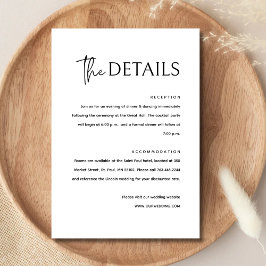 Cartão De Informações Casamento Preto e Branco Simples Moderno Minimalis