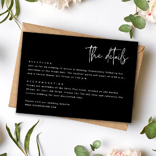 Cartão De Informações Casamento Preto e Branco Simples Moderno Minimalis