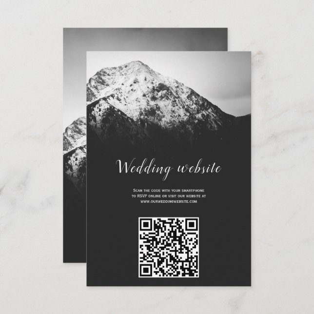 Cartão De Informações Casamento preto e branco sob as montanhas (Frente/Verso)