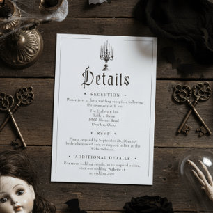 Cartão De Informações Casamento Preto Elegante Vintage Gótico Toile