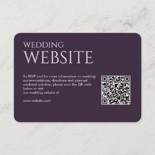 Cartão De Informações Casamento Púrpura Escuro Elegante Moderno