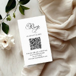 Cartão De Informações Casamento QR RSVP de Casamento de Script Branco Pr<br><div class="desc">Transforme seu dia de casamento em uma celebração da sofisticação e elegância com nossa fantástica suíte de casamento moderno, preto e branco! Você pode personalizá-lo com apenas alguns cliques para expressar sua única história de amor. Esta coleção inspiradora inclui tudo o que você precisa para criar uma atmosfera elegantemente coesa,...</div>