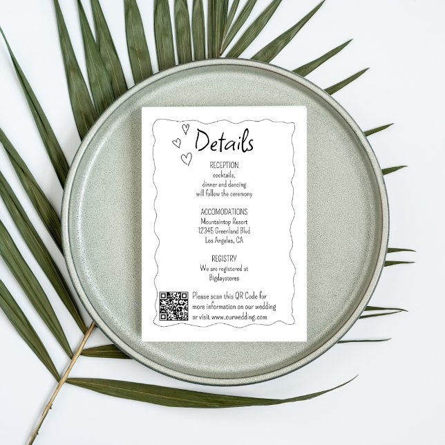 Cartão De Informações Casamento Rabiscado à Mão (Criador carregado)