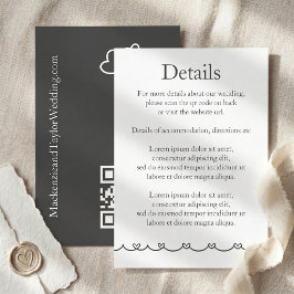 Cartão De Informações Casamento Rabiscos Caprichosos Cinza e Branco