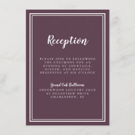 Cartão De Informações Casamento Recepção Clássico Roxo Branco Simples