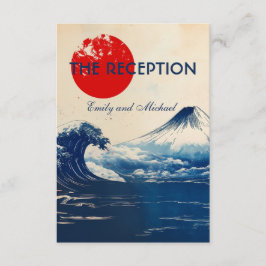 Cartão De Informações Casamento Recepção Japonesa Harmonia com Fuji