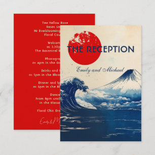 Cartão De Informações Casamento Recepção Japonesa Harmonia com Fuji