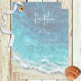 Cartão De Informações Casamento Recepção Praia e Mar Aquarela Moderna