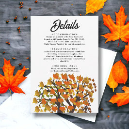 Cartão De Informações Casamento Romântico de Árvores de Queda Elegante