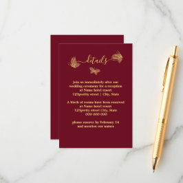 Cartão De Informações Casamento romântico de borboletas de ouro elegante