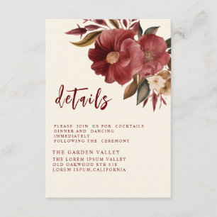 Cartão De Informações Casamento Romântico de cobre vermelho