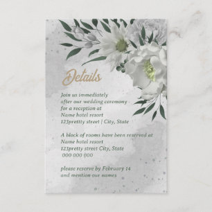 Cartão De Informações casamento romântico de flores brancas