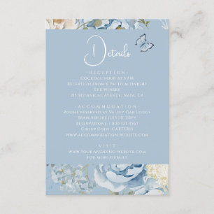 Cartão De Informações Casamento Romântico Dusty Blue Floral Detalhes