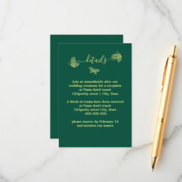 Cartão De Informações Casamento romântico elegante de borboletas de ouro