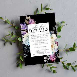 Cartão De Informações Casamento Romântico Floral Moody Dark Fllowers