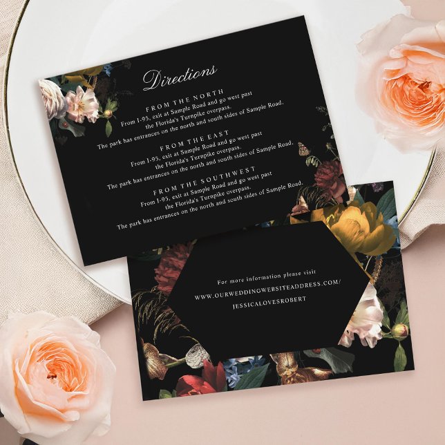 Cartão De Informações Casamento Romântico Floral Sombrio Painterly Holan (Criador carregado)