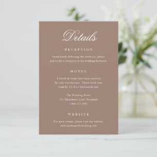 Cartão De Informações Casamento Romântico Marrom Elegante