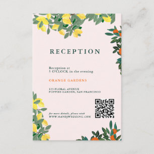 Cartão De Informações Casamento Rosa Limão Itália Grécia Mediterrâneo