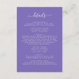 Cartão De Informações Casamento Roxo