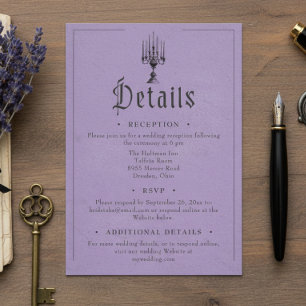 Cartão De Informações Casamento Roxo Toile Preto Gótico Vintage