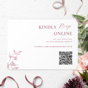 Cartão De Informações Casamento RSVP de Código QR Elegante Branco e Borg
