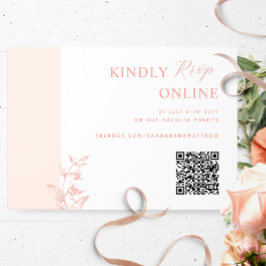 Cartão De Informações Casamento RSVP de Código QR Elegante Cor-de-Rosa-P