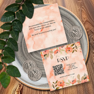 Cartão De Informações Casamento RSVP de Código QR Floral de Orçamento